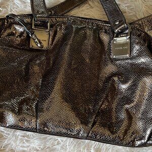 MICHAEL Michael Kors Metallic Satchel | Pewter | Pre-Owned
